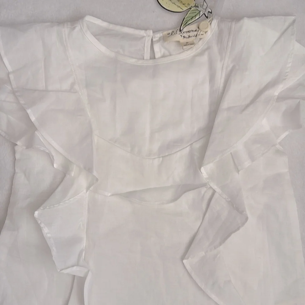 {NWT} Lil' Lemons by For Love and Lemons | Organic Cotton Ruffle Top White (4T) - Picture 3 of 14